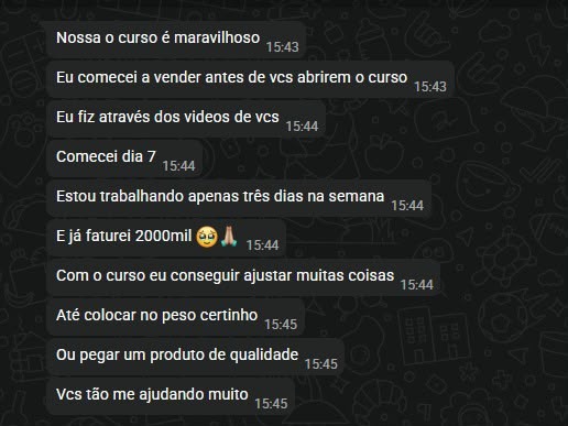 Aluna conta que começou a vender antes do curso abrir, trabalha três dias por semana e já faturou R$ 2 mil